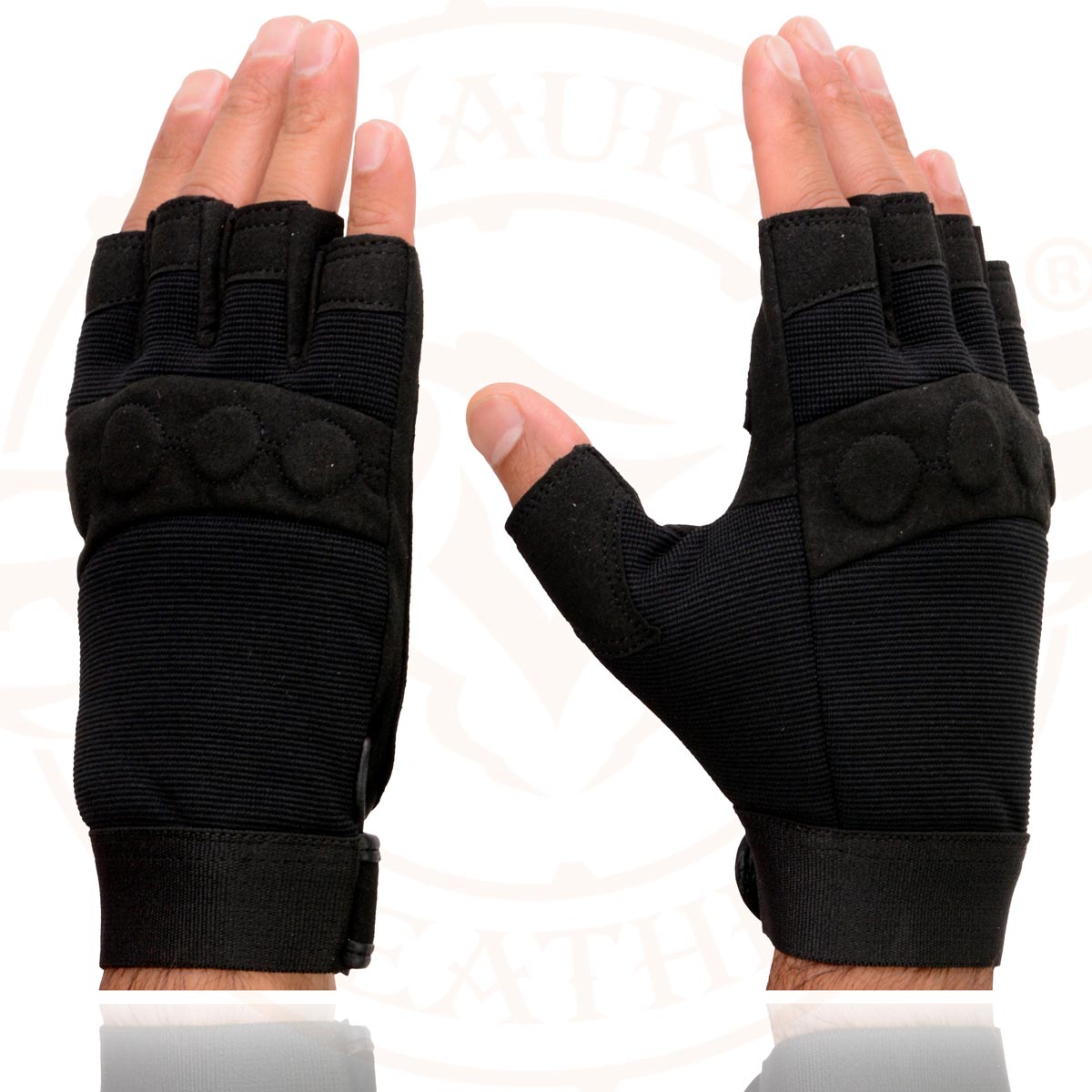 Milwaukee Leather SH44610 Men's Black Gel Padded Knuckle Fingerless Motorcycle Mechanics Hand Gloves W/ ‘Amara Cloth’