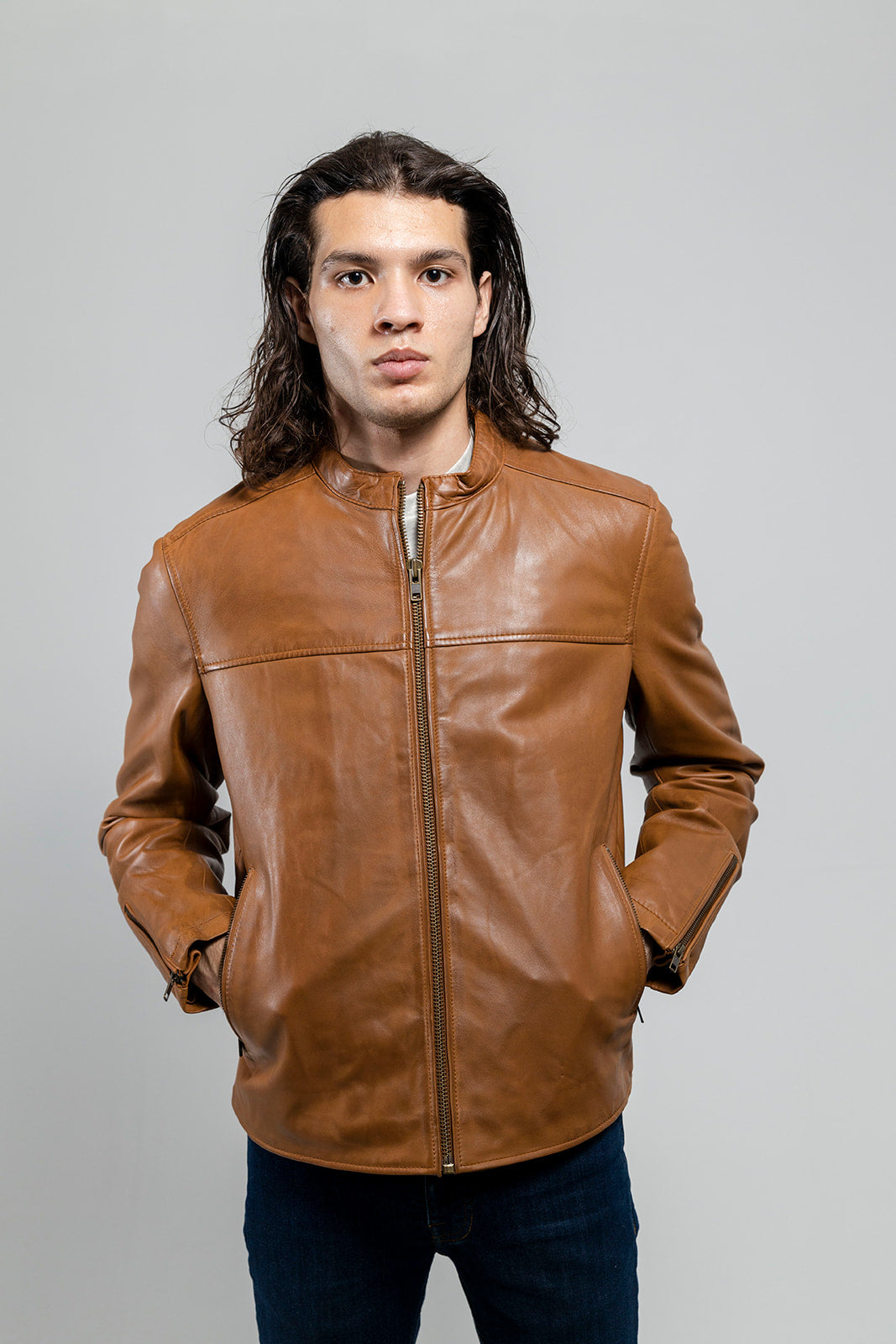 Grayson Men's Leather Jacket Dark Cognac (POS) Men's Leather Jacket Whet Blu NYC   
