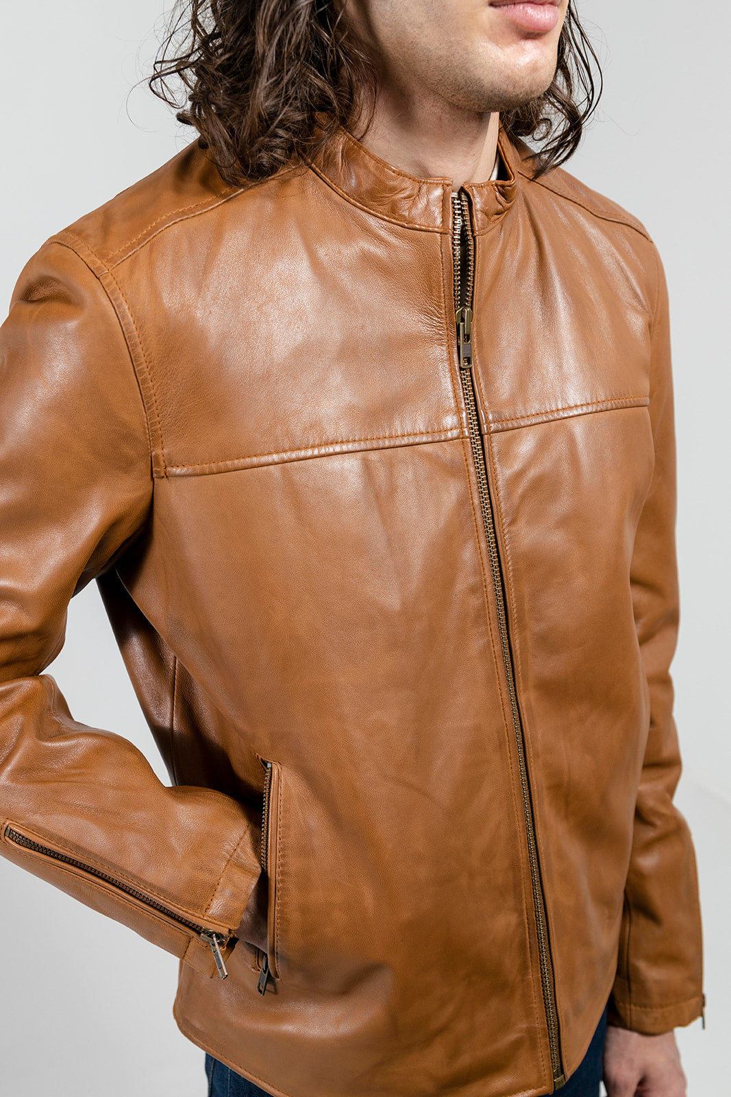 Grayson Men's Leather Jacket Dark Cognac (POS) Men's Leather Jacket Whet Blu NYC   