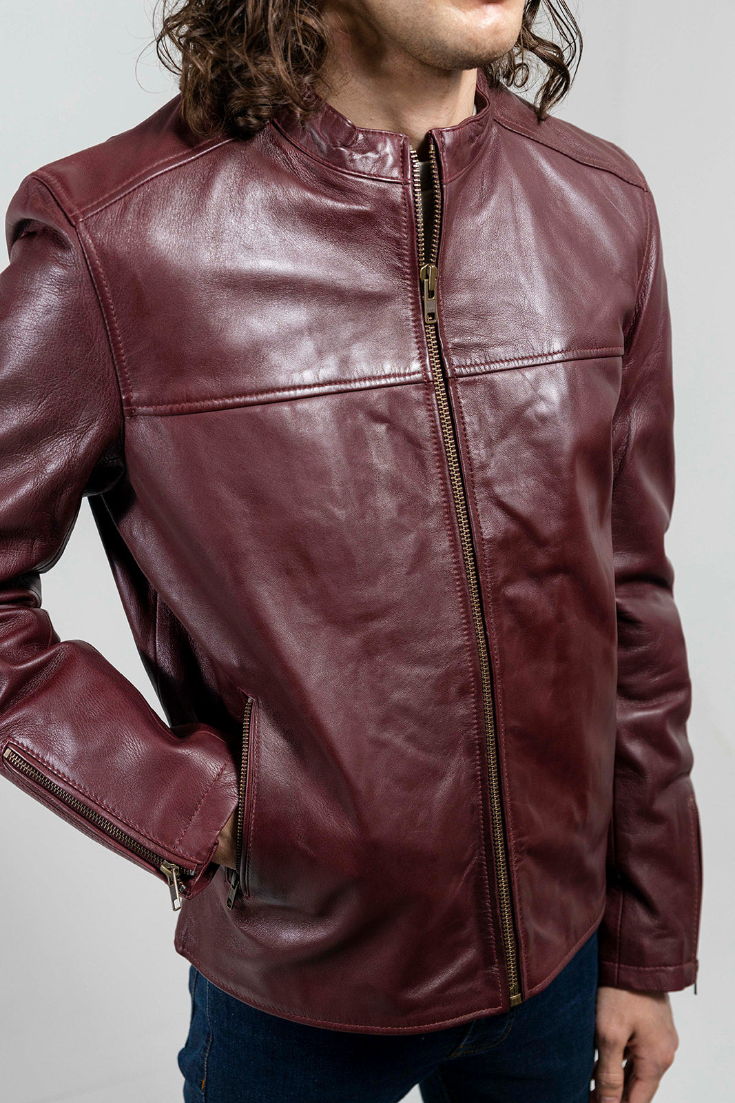 Grayson Mens Leather Jacket Oxblood (POS) Men's Leather Jacket Whet Blu NYC   