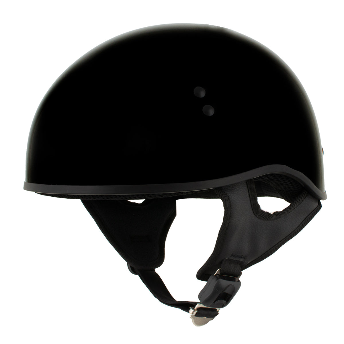 Hot Leathers HLD1004 'POW' Gloss Black Motorcycle DOT Approved Skull Cap Half Half Helmet for Men and Women Biker