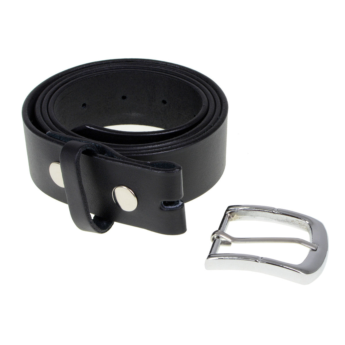 Milwaukee Leather MP7114 Men's  Light Black Genuine Leather Belt with Interchangeable Buckle - 1.5 inches Wide