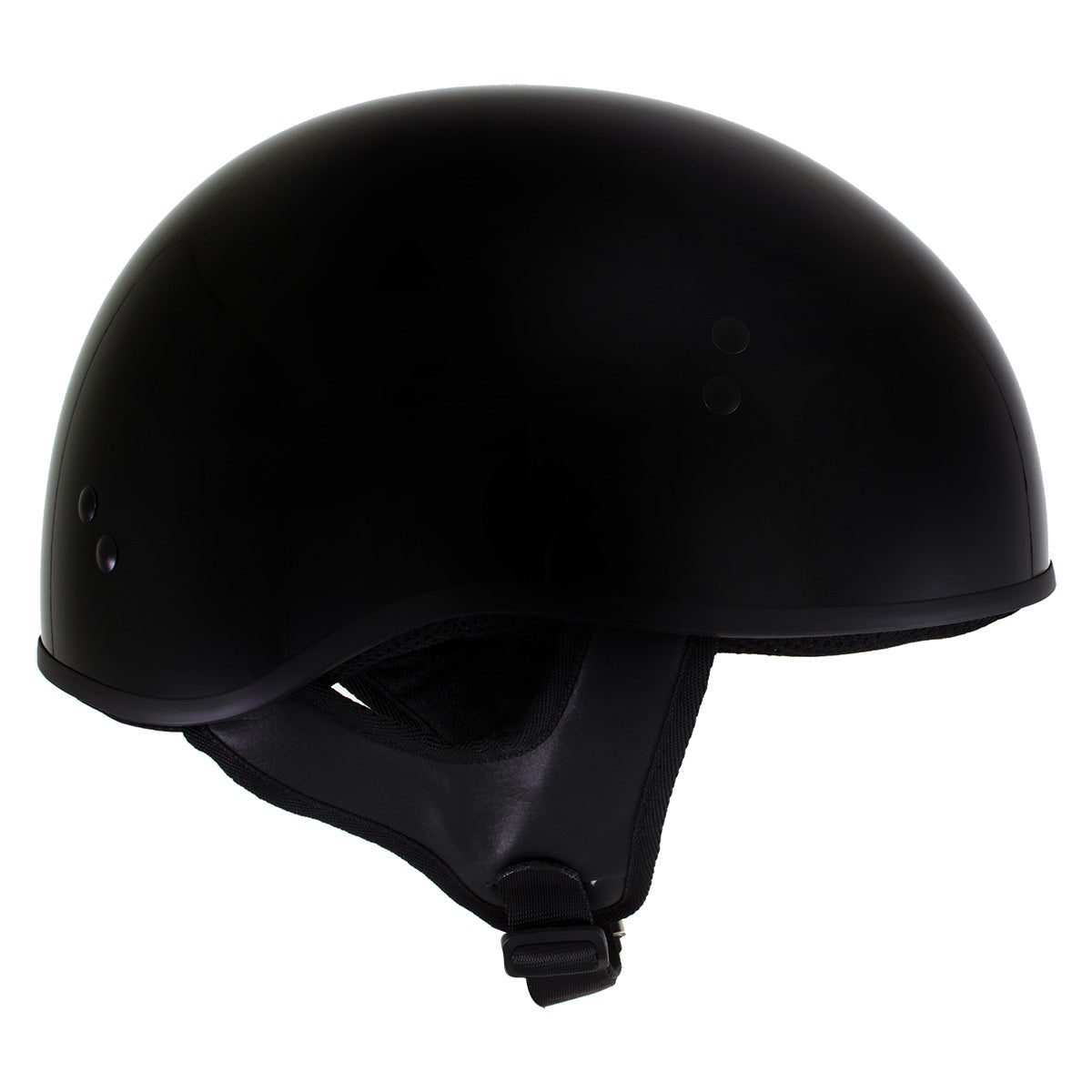 Hot Leathers HLT68 Gloss Black 'The O.G.' Advanced DOT Skull Cap Motorcycle Half Helmet for Men and Women Biker