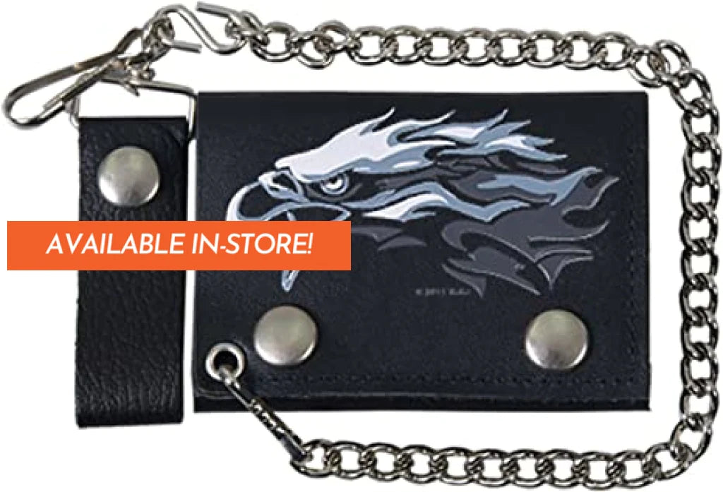 4 Tribal Eagle Tri-Fold Wlb1020 Black Leather Tri-Fold Wallet With Chain Hot Leathers Wallet