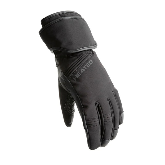 After Burner Black Nylon Textile Heated Motorcycle Glove Utility Gauntlet Cuff Reinforced Padded Fingers