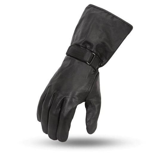 Blaze Black Leather Motorcycle Glove Gauntlet Cuff Utility Wrist Full Finger