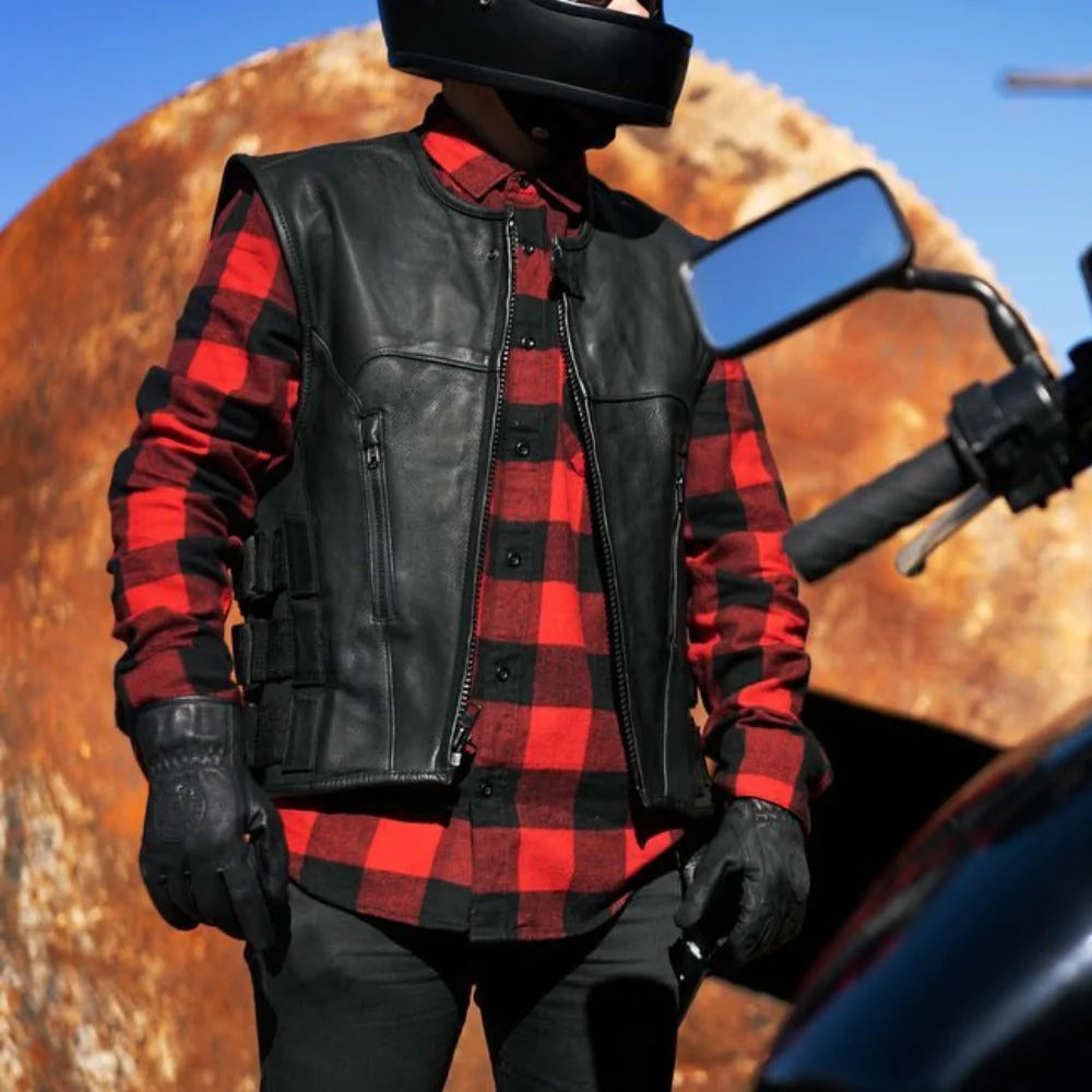 Commando Men's Leather Swat Style Motorcycle Vest