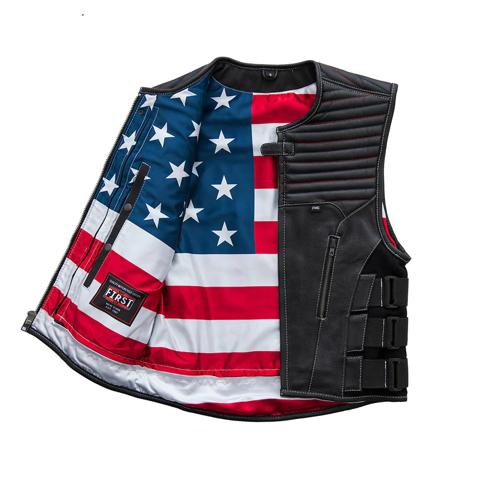 Anthem Men's Swat Style Leather Motorcycle Vest - Limited Edition