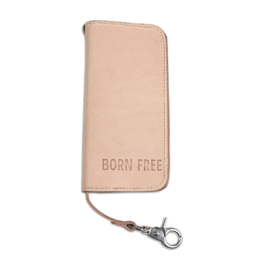 Born Free Leather Full Trucker Wallet Tan with clasp