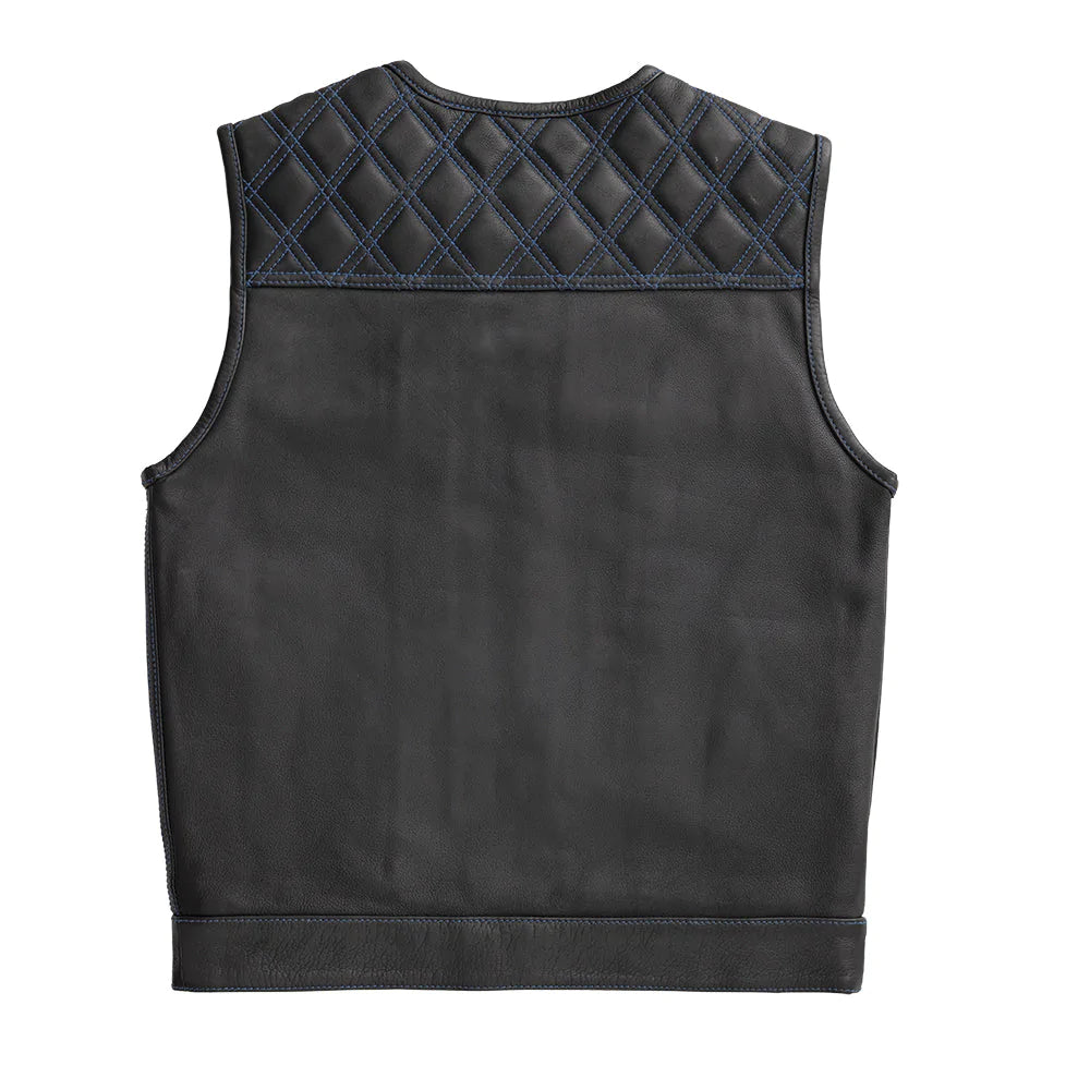 Whaler Blue - Men's Club Style Leather Vest (Limited Edition)