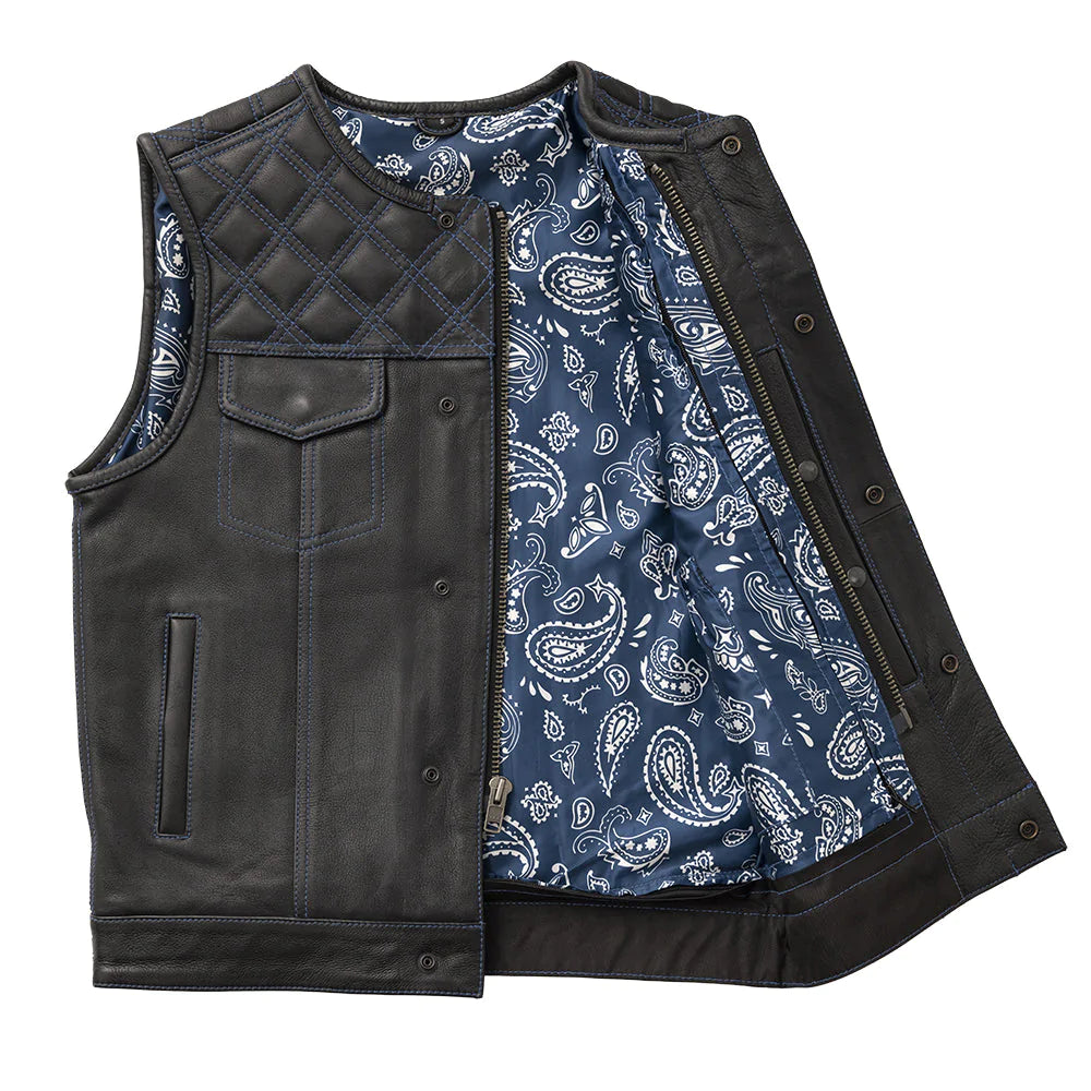 Whaler Blue - Men's Club Style Leather Vest (Limited Edition)