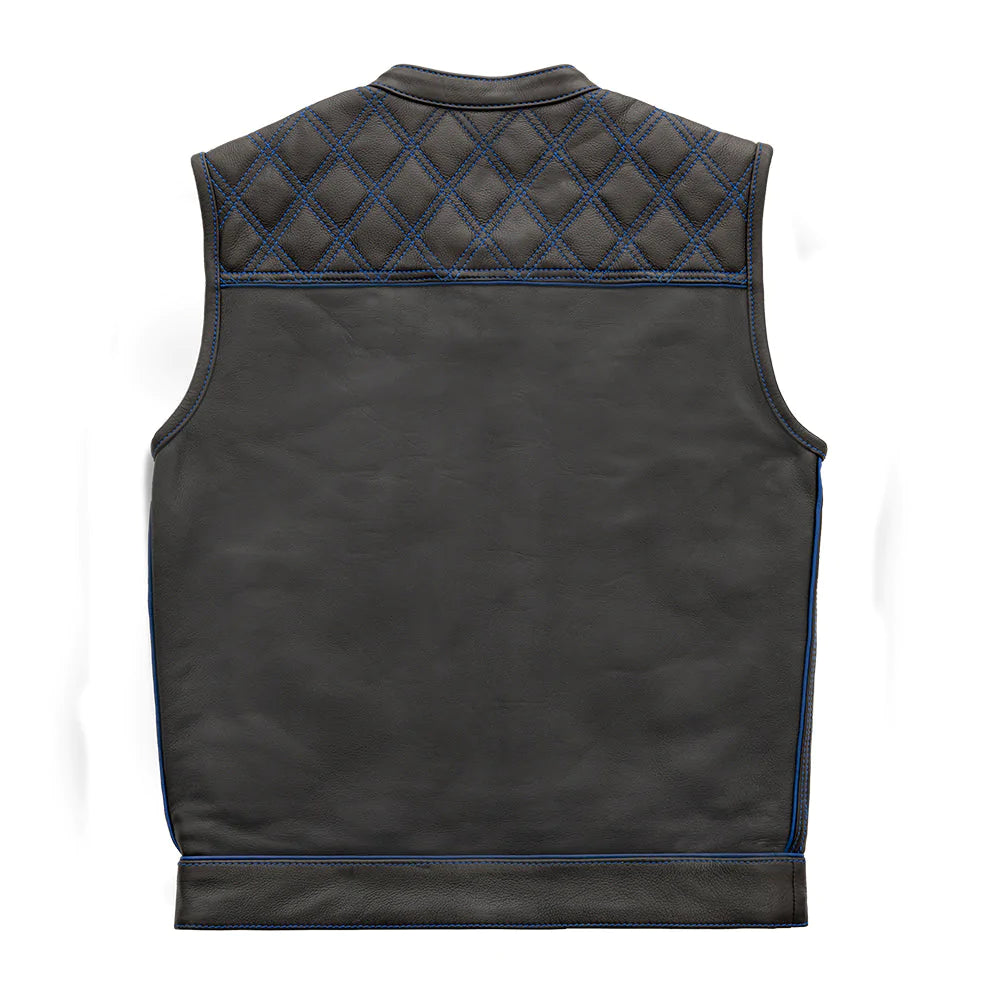 Finish Line - Blue Checker - Men's Motorcycle Leather Vest