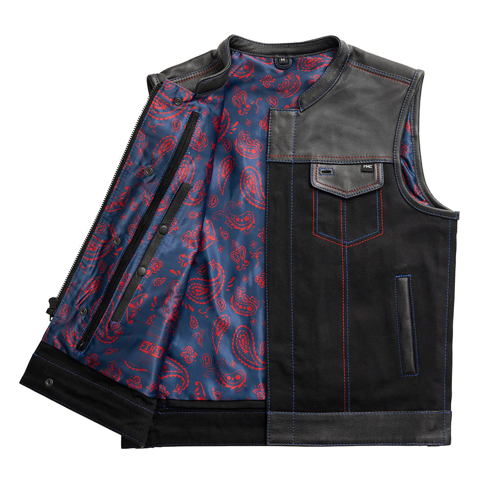 Colossus - Men's Leather/Twill Motorcycle Vest - Limited Edition