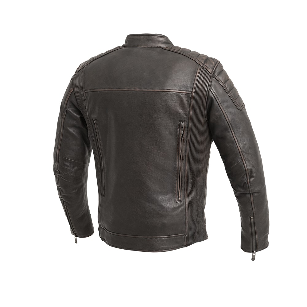 Crusader Men's Motorcycle Leather Jacket - Brown/Beige