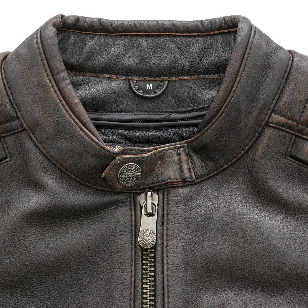 Crusader Men's Motorcycle Leather Jacket - Brown/Beige