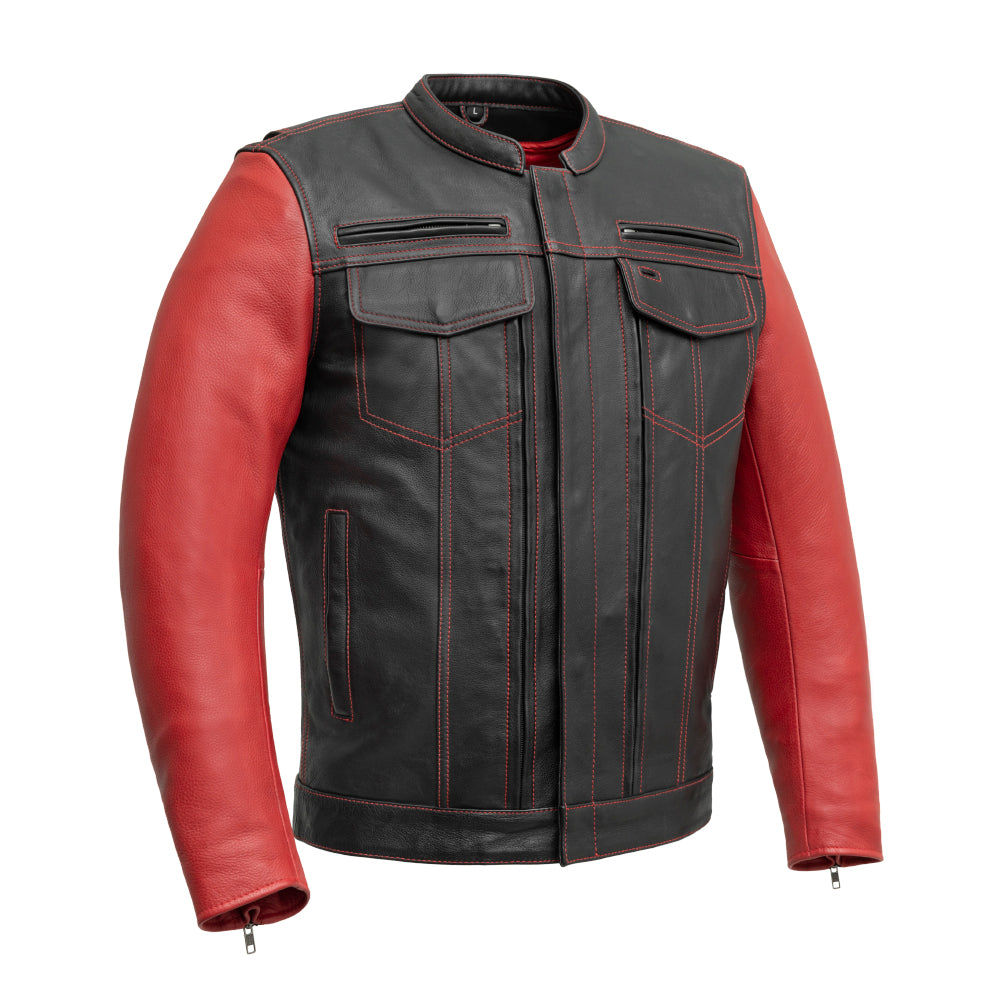 Vincent Cafe Style Leather Jacket Red