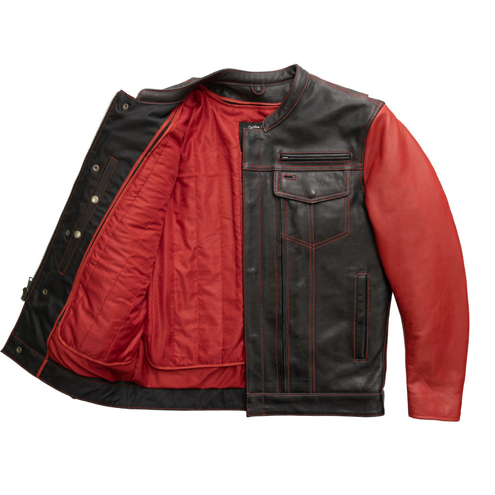Vincent Cafe Style Leather Jacket Red