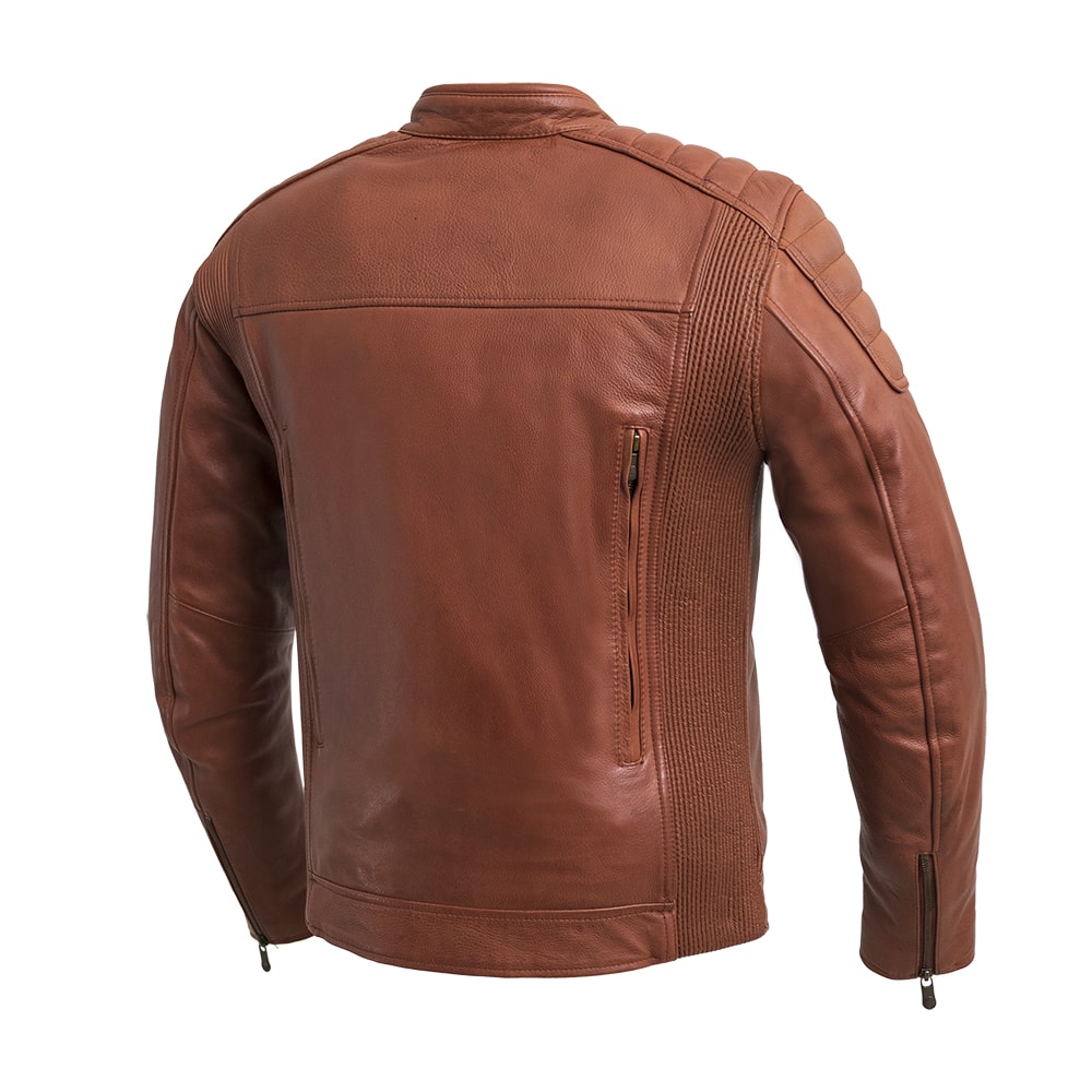 Crusader Men's Motorcycle Leather Jacket - Whiskey
