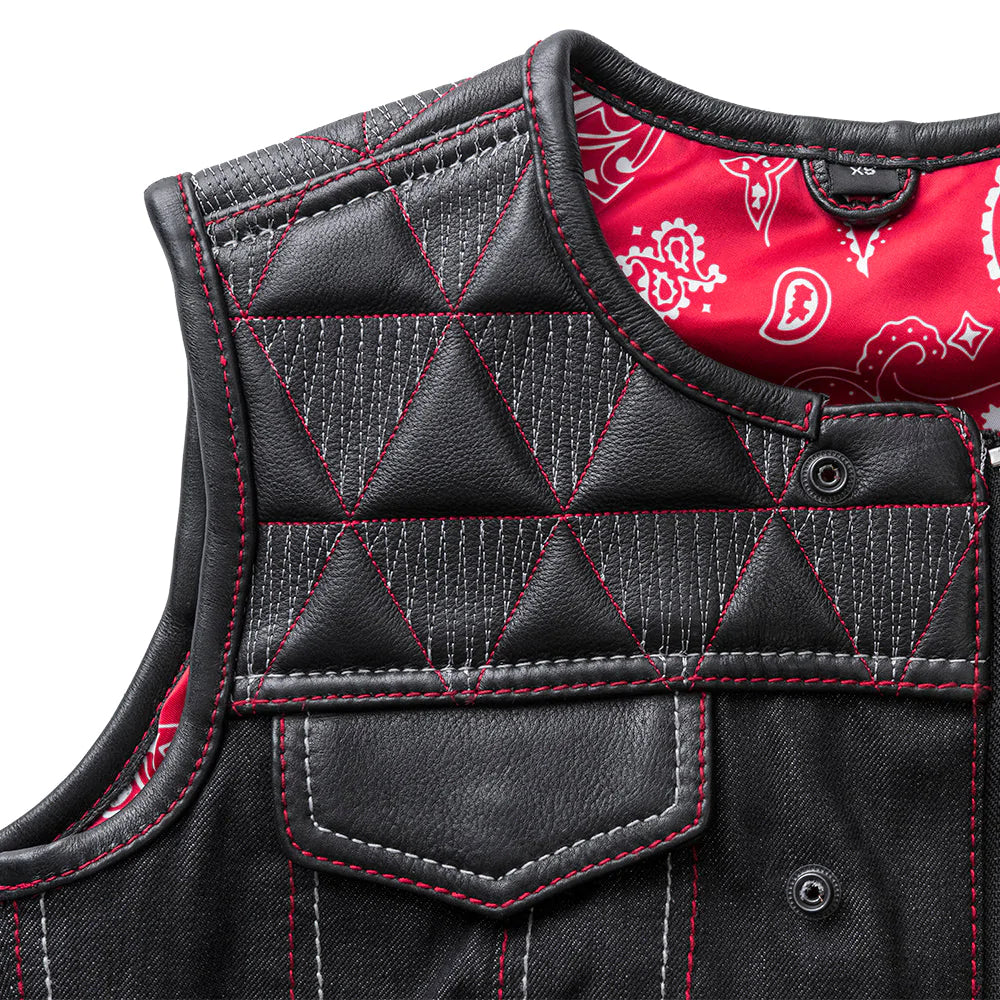 Delta Women's Club Style Motorcycle Leather/Denim Vest - Limited Edition