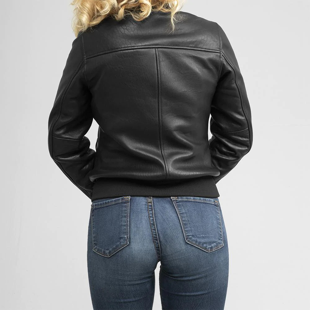 Dani Womens Fashion Leather Bomber Jacket