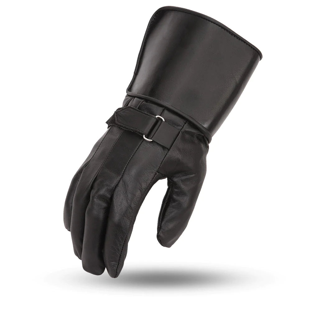 Thanos Men's Motorcycle Leather Gloves Men’s mid-weight light lined glove in premium cowhide with gauntlet and adjustable wrist strap