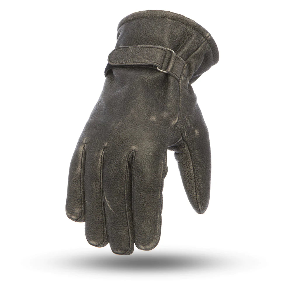 Teton Men's Motorcycle Leather Gloves Lined and distressed leather glove with adjustable Velcro closure