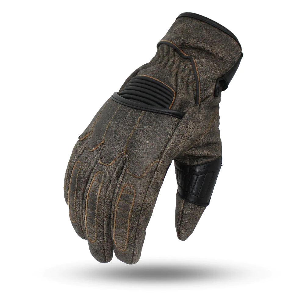 Donner Brown Leather Motorcycle Riding Glove Reinforced Palm and Fingers Medium Cuff