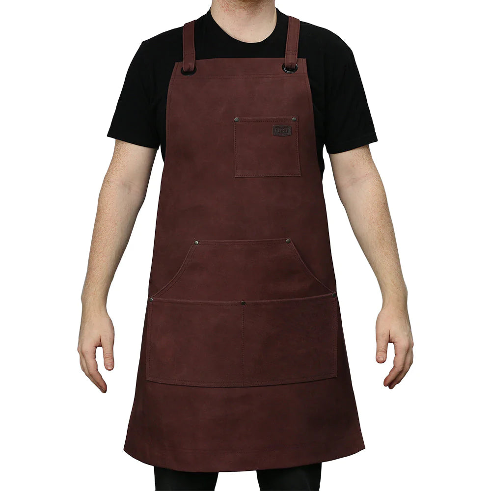 Machinist welding apron mechanic protective apron in solid brown black tan with pockets