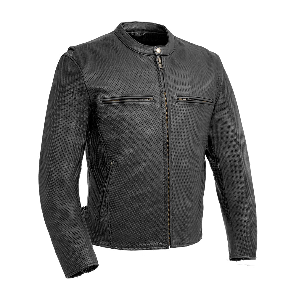 Turbine Men's Motorcycle Perforated Leather Jacket