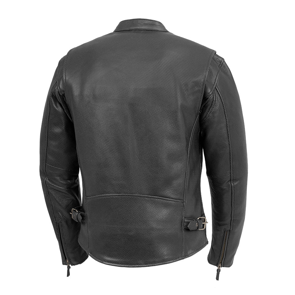 Turbine Men's Motorcycle Perforated Leather Jacket
