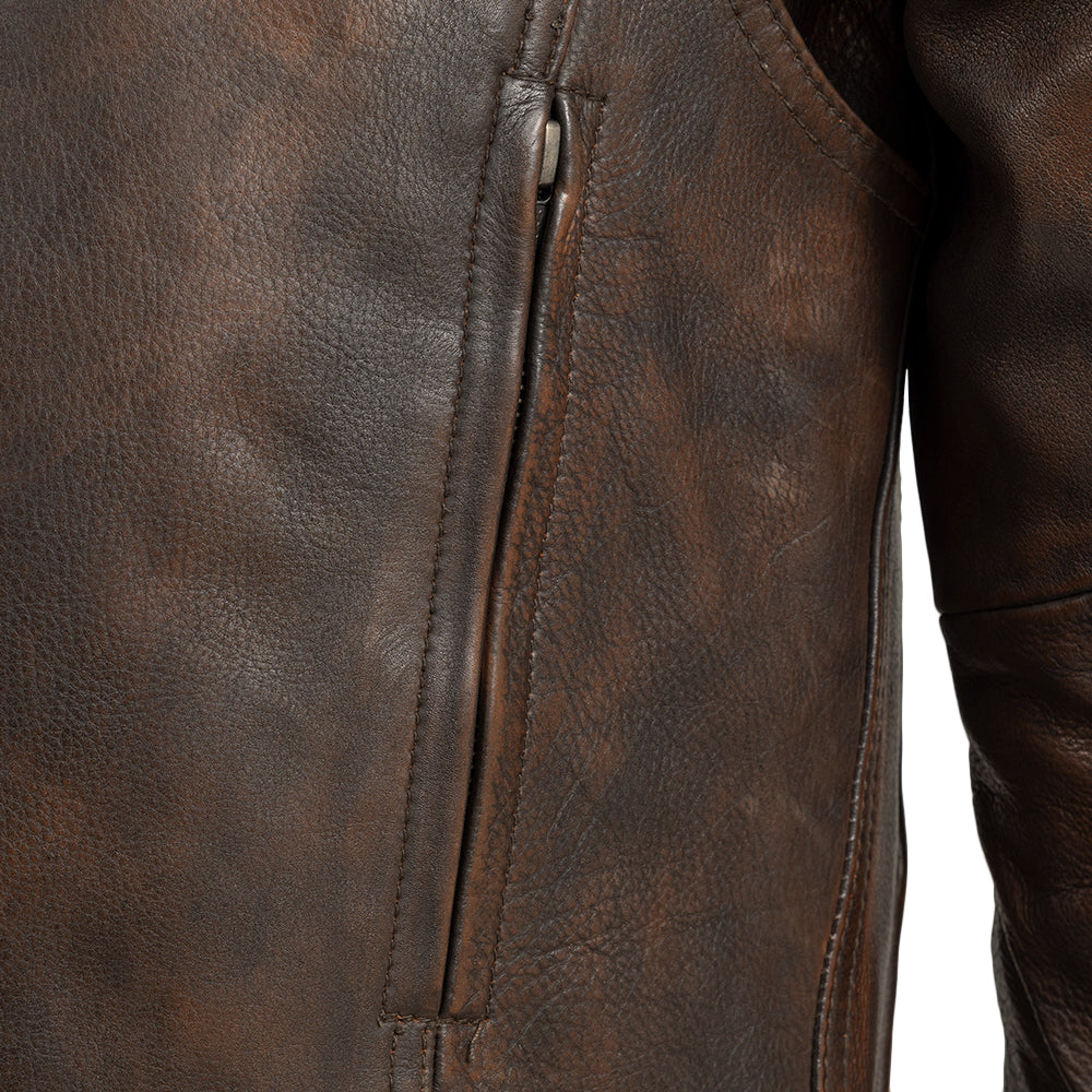 Raider Men's Motorcycle Leather Jacket - Copper