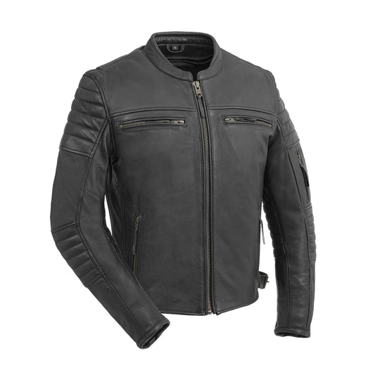 Commuter Men's Motorcycle Leather Jacket - Black