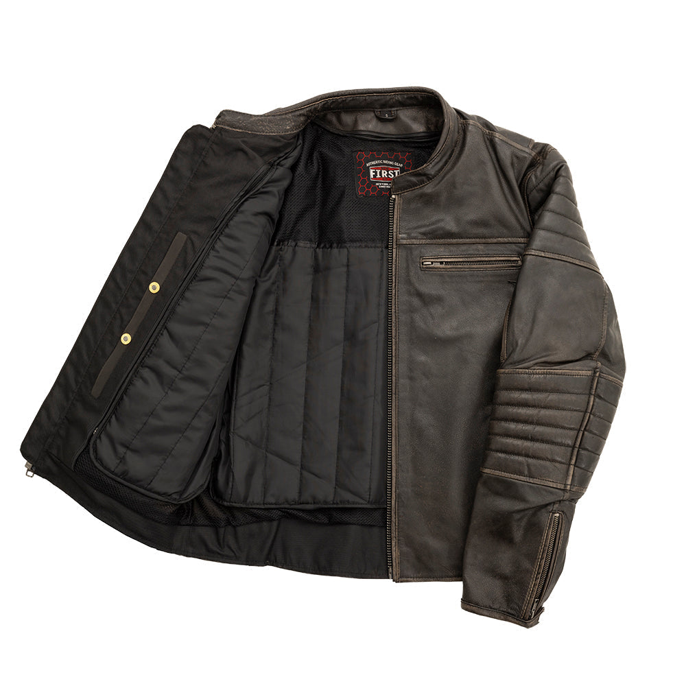 Commuter Men's Motorcycle Leather Jacket - Brown