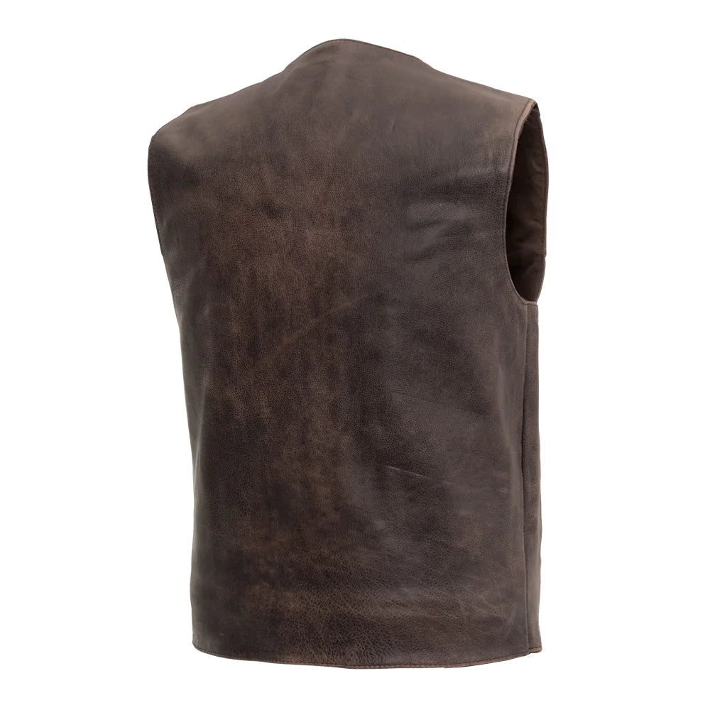 Texan Brown Men's Motorcycle Western Style Leather Vest