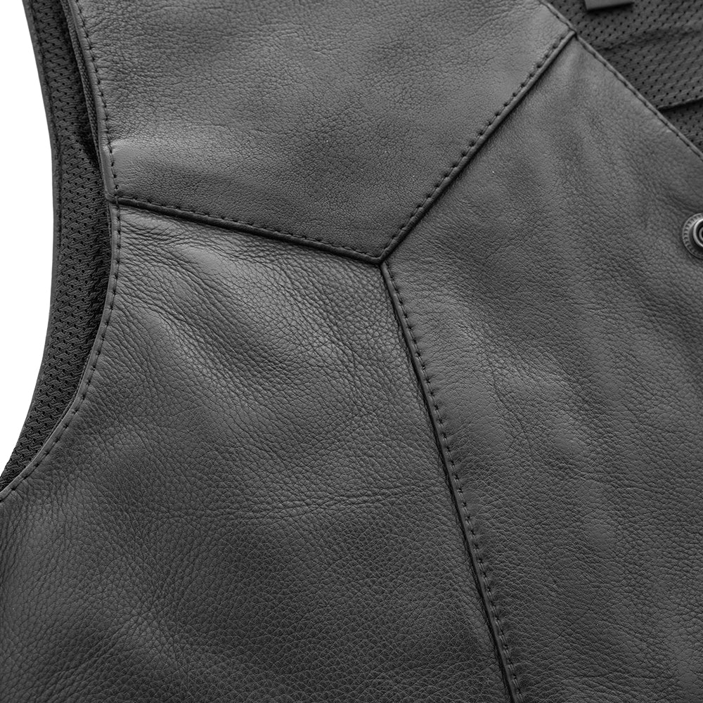 Texan Black Men's Motorcycle Western Style Leather Vest
