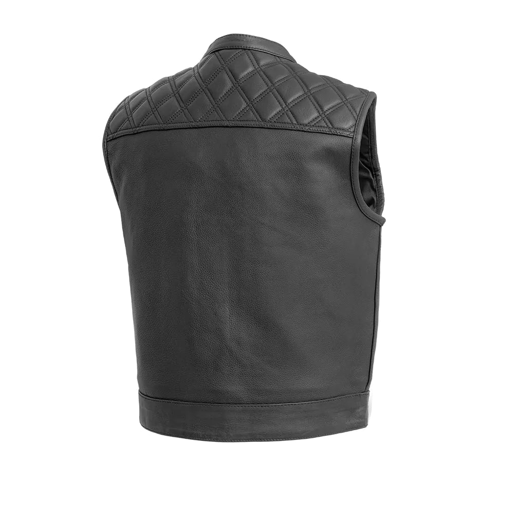 Upside - Men's Club Style Leather Vest (Black) - Extreme Biker Leather