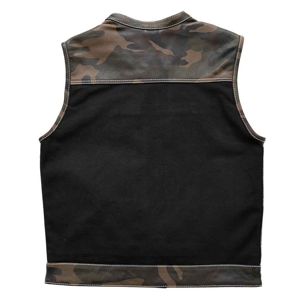 Infantry Motorcycle Leather Canvas Vest