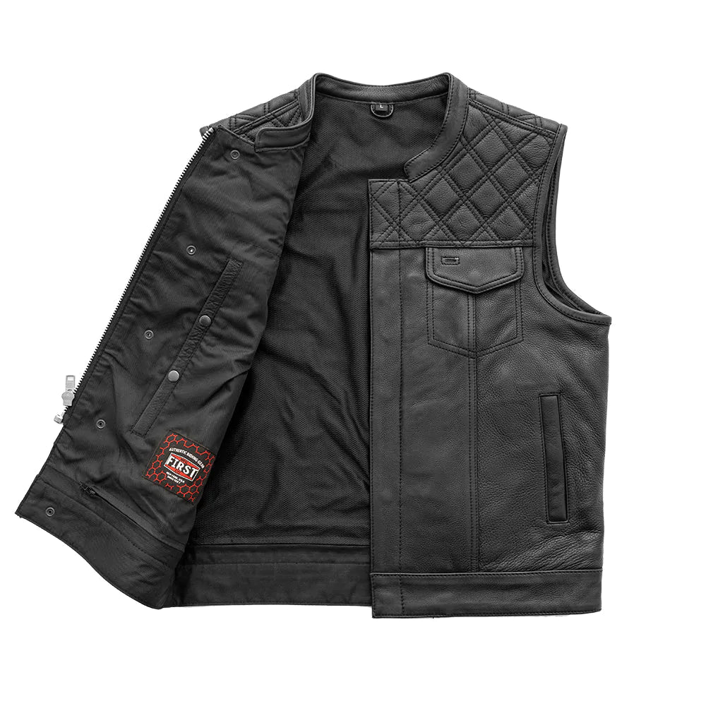 Downside - Motorcycle Leather Vest (Black) - Extreme Biker Leather