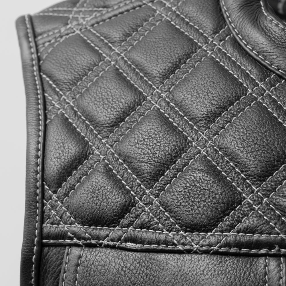 Downside Motorcycle Leather Vest (Black/White)
