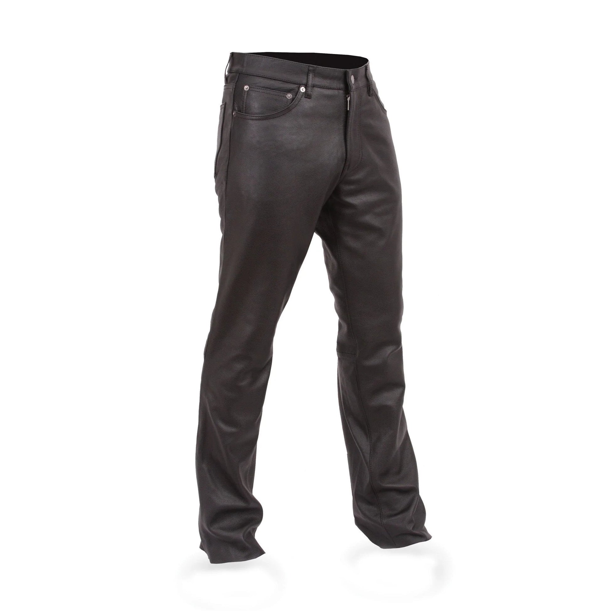 Commander Black Leather Motorcycle Riding Pants with Pockets