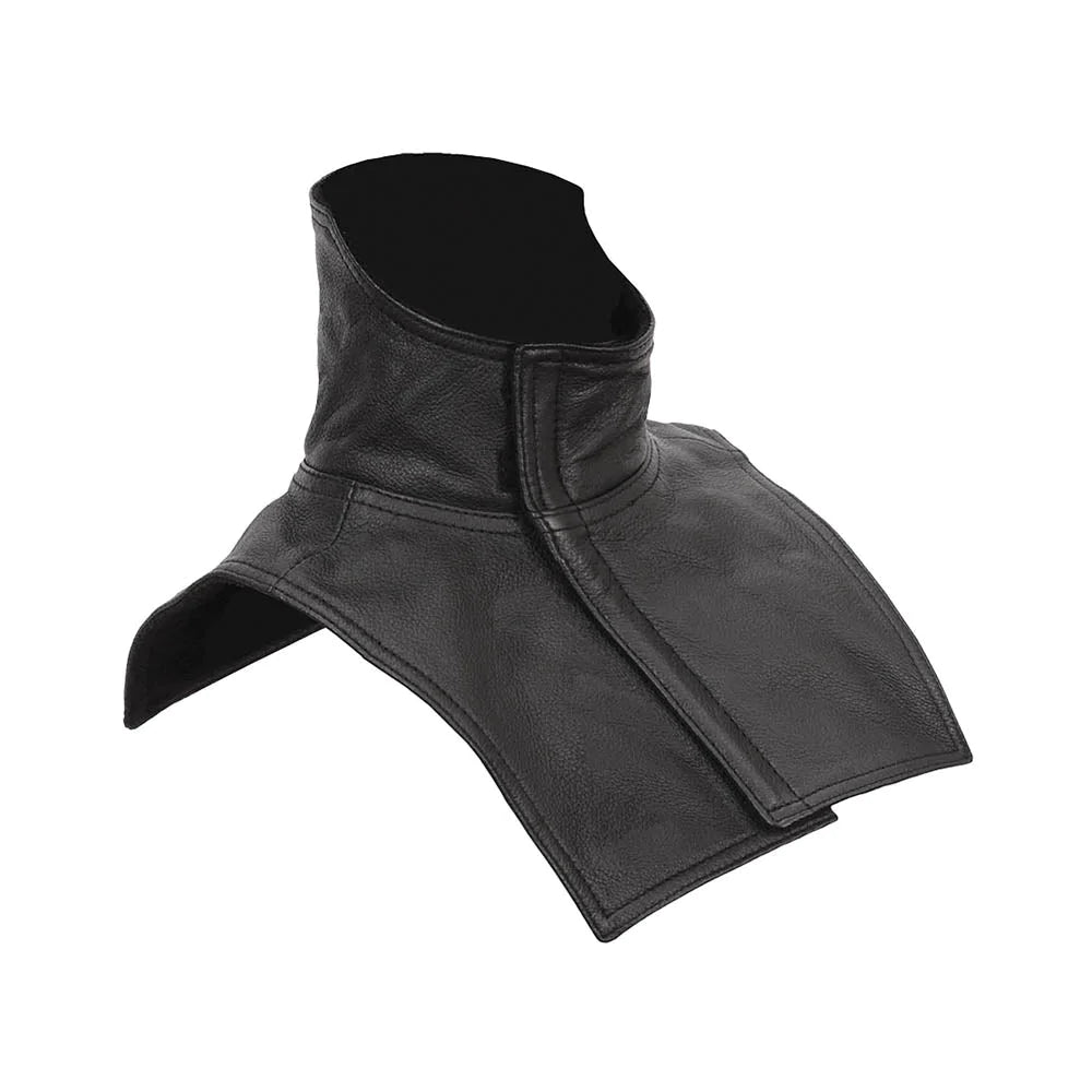 Black Leather and Fleece neck gaiter motorcycle riding accessories
