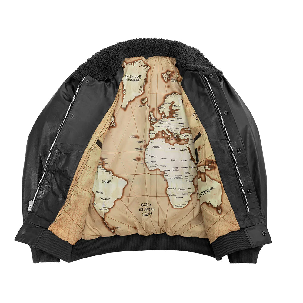 Old World Map BOMBER JACKET - Extreme Biker Leather