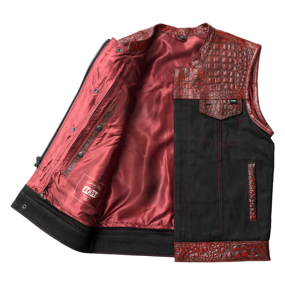 Fireball - Men's Leather/ Denim Motorcycle Vest - Limited Edition