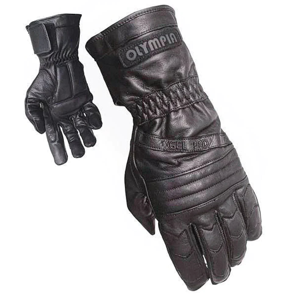 Gel Sport Leather Gauntlet Motorcycle Gloves | Olympia Sports - Extreme Biker Leather