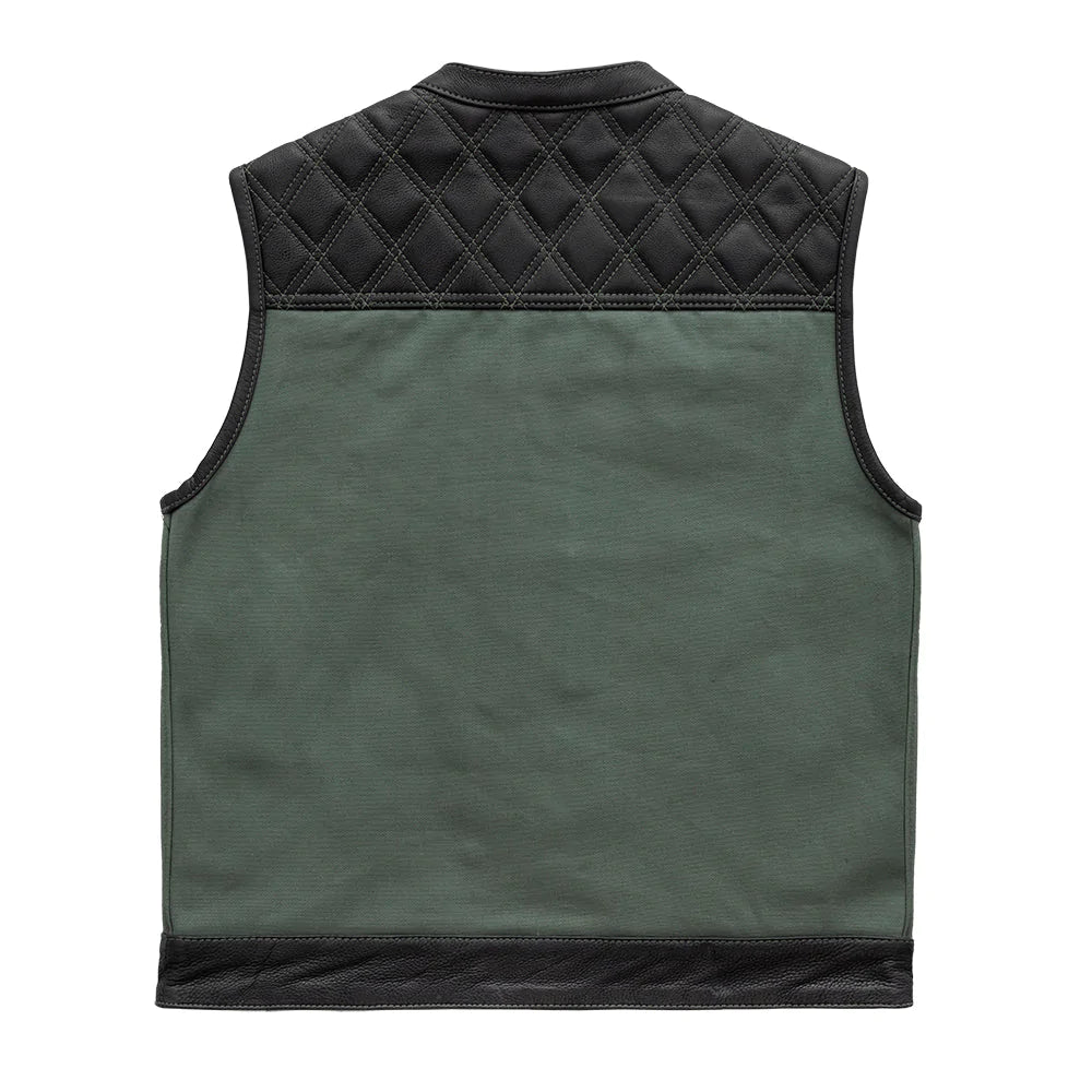 Hunt Club (Green) - Motorcycle Leather Canvas Vest - Extreme Biker Leather