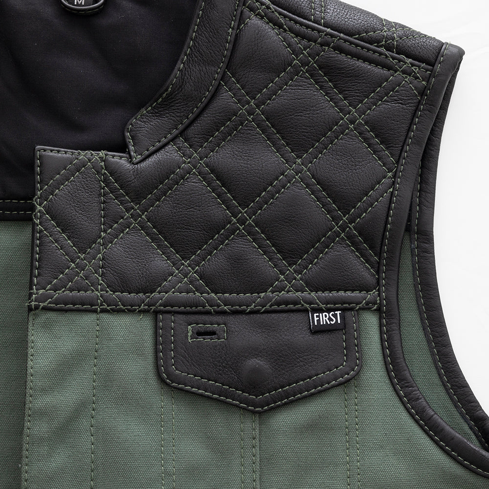 Hunt Club (Green) - Motorcycle Leather Canvas Vest - Extreme Biker Leather