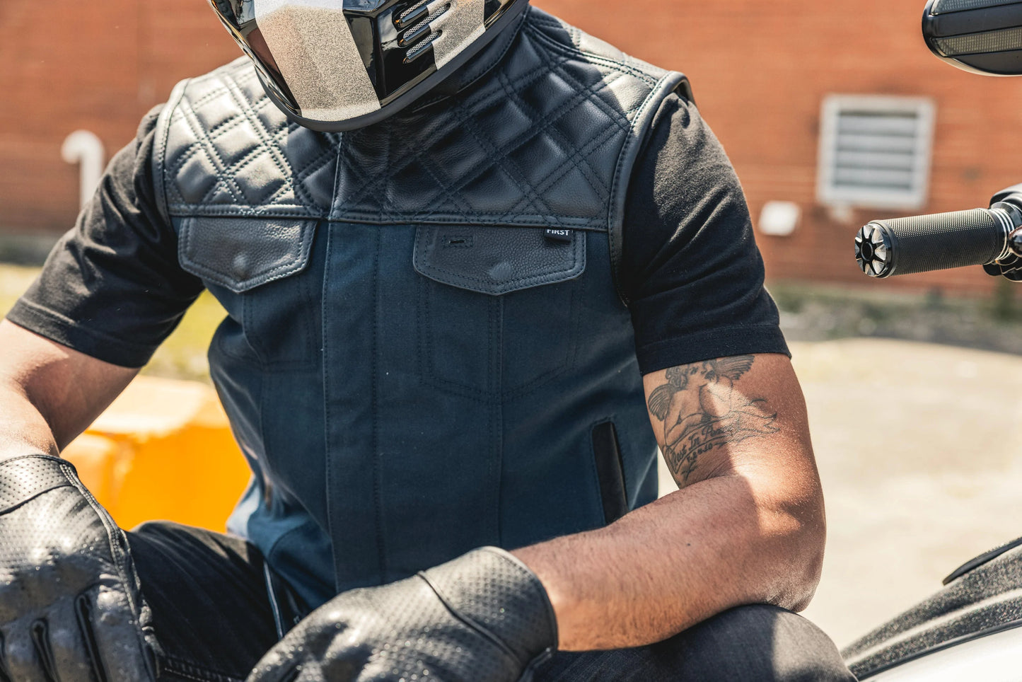 Hunt Club (Blue) - Motorcycle Leather Canvas Vest