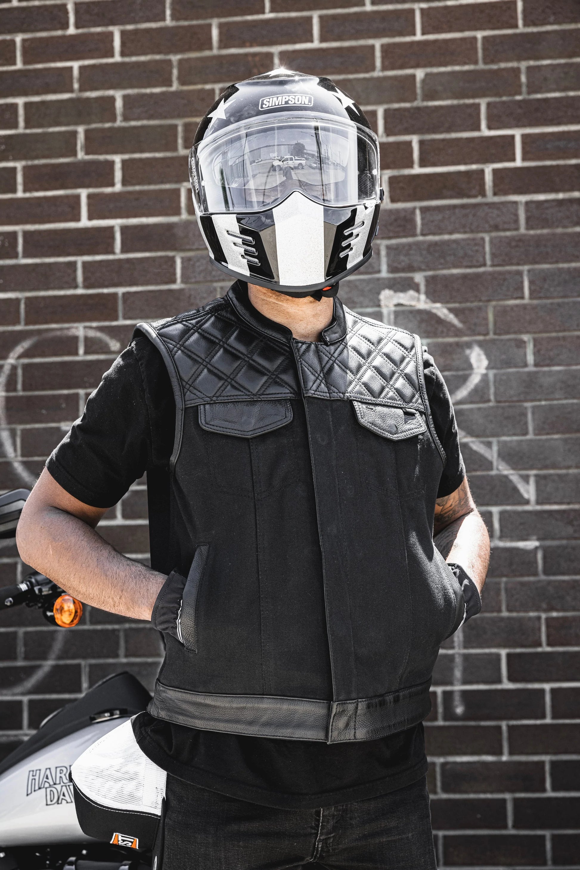 Hunt Club (Black) - Motorcycle Leather Canvas Vest - Extreme Biker Leather