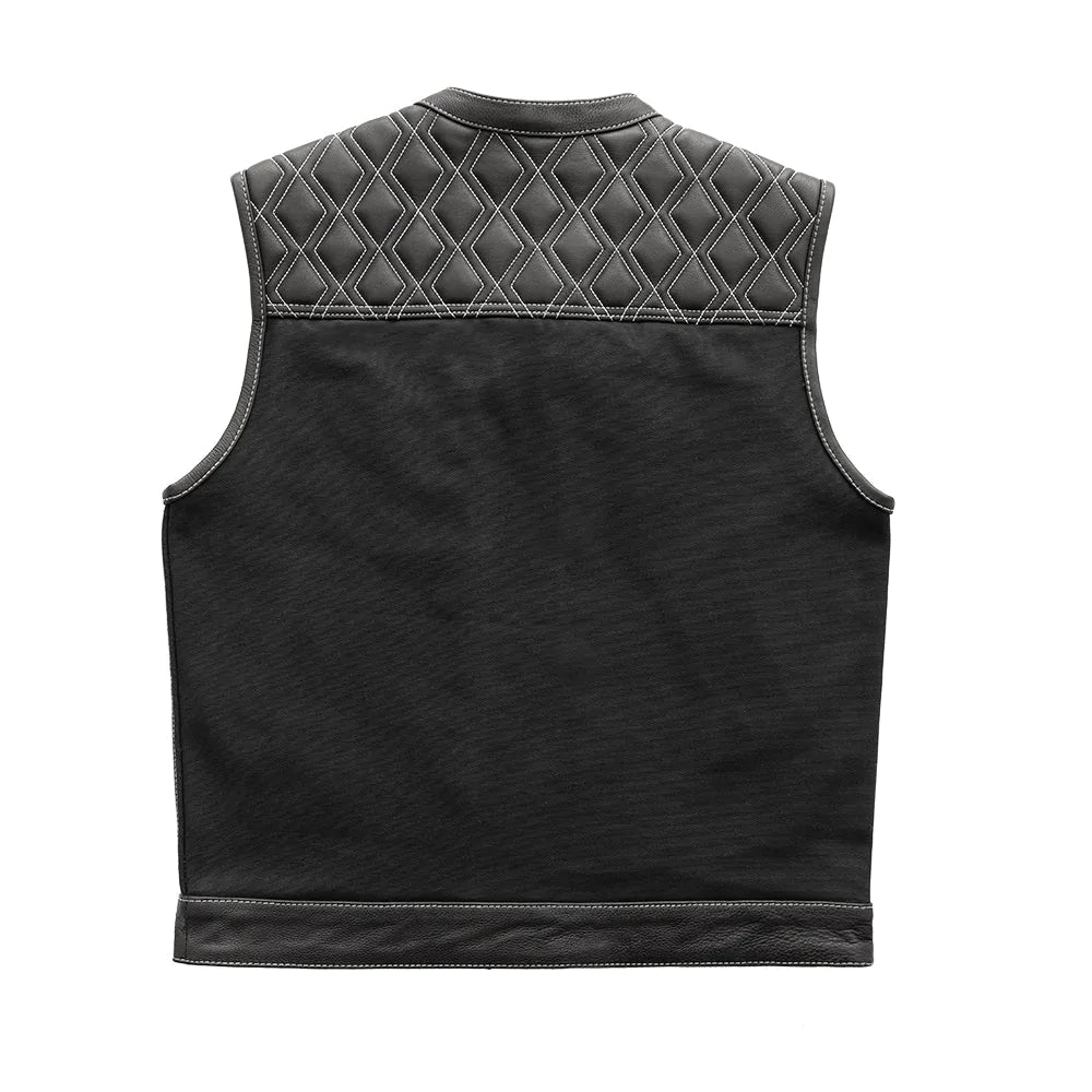 Hunt Club (White Stitch) - Motorcycle Leather Canvas Vest
