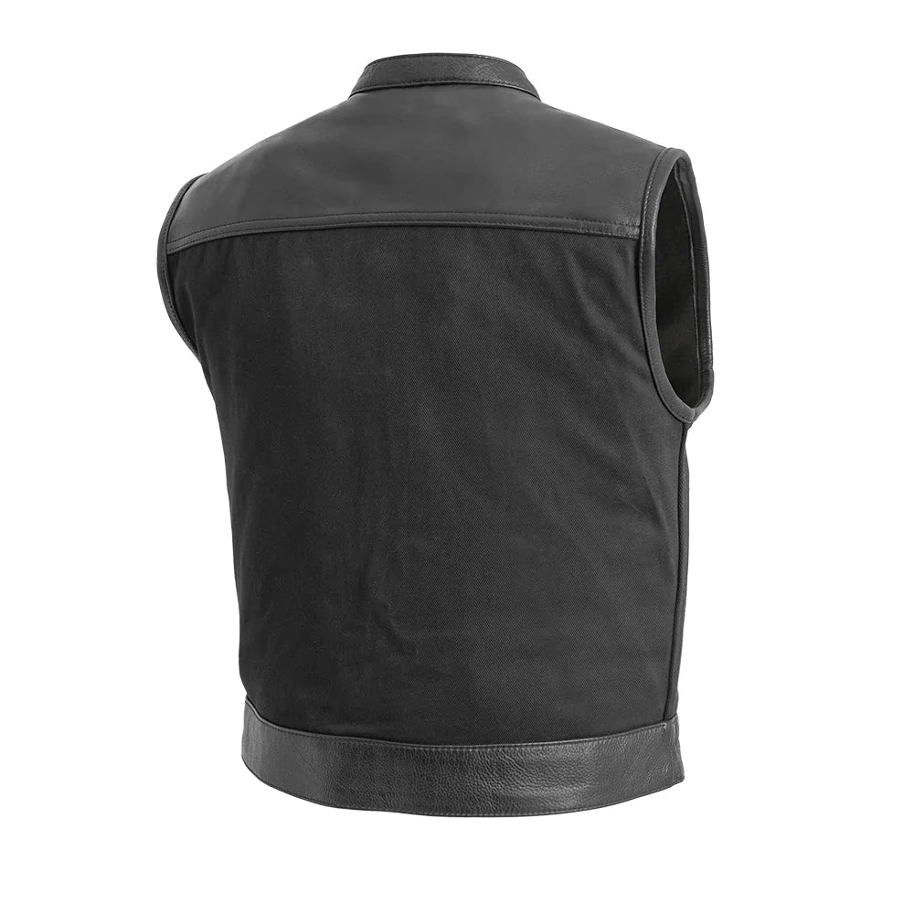 Lowrider Men's Motorcycle Leather/Twill Vest